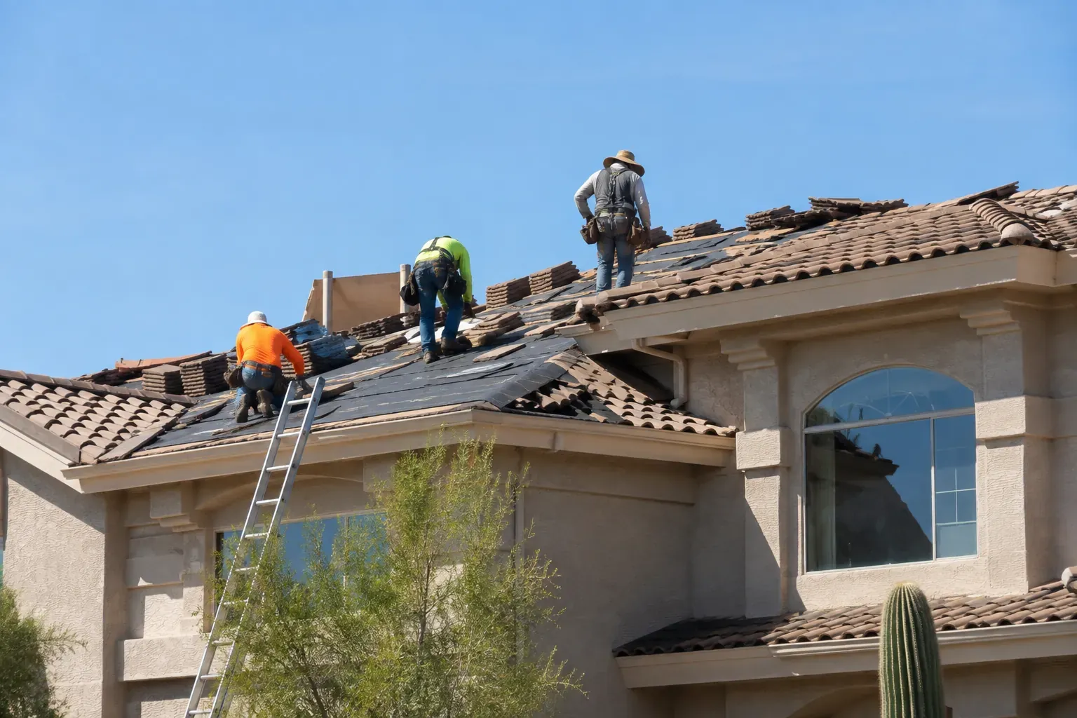 New asphalt shingle roof replacement completed on a home in Phoenix, Arizona